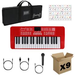 ffalstaff STUDIO-37 Tastiera Elettronica Ricaricabile 37 Tasti, Borsa con Imbottitura 5 mm, Alimentatore e Adesivi con Notazione Italiana (...la rossa) - (master carton da 9 pezzi)